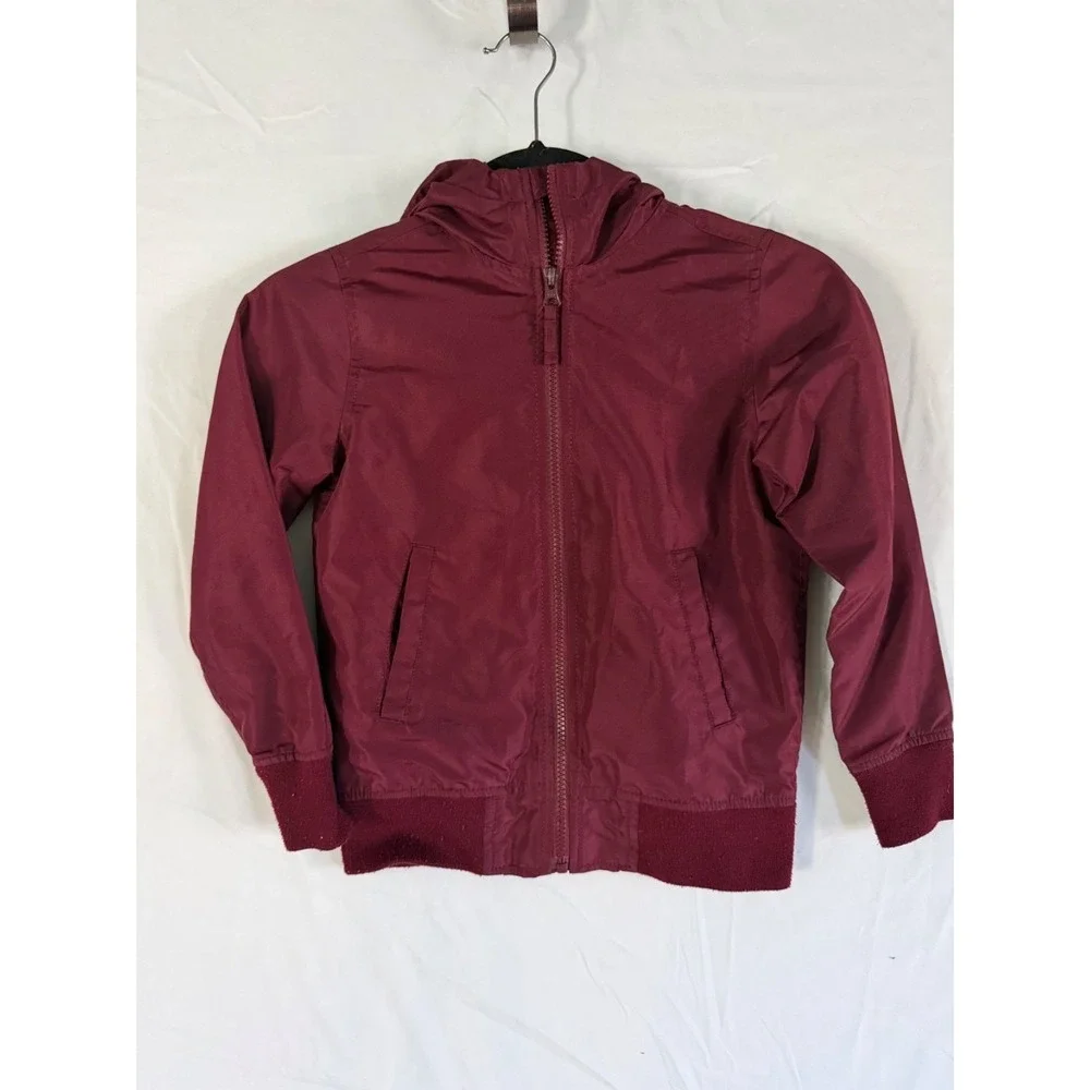 Childrens‎ Place Unisex Lined hooded burgundy full zip jacket sz 5/6 playtime